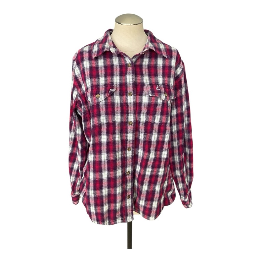 Carhartt Women’s Flannel Shirt XL Red Plaid 100% Cotton Button Down Workwear